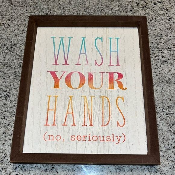 Funny Bathroom Kitchen Wall Decor Sign Wash Your Hands Ready to Hang kids room - Picture 1 of 1